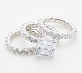 Diamonique Platinum-Clad Sterling Silver Statement Set of 3 Rings Size 6